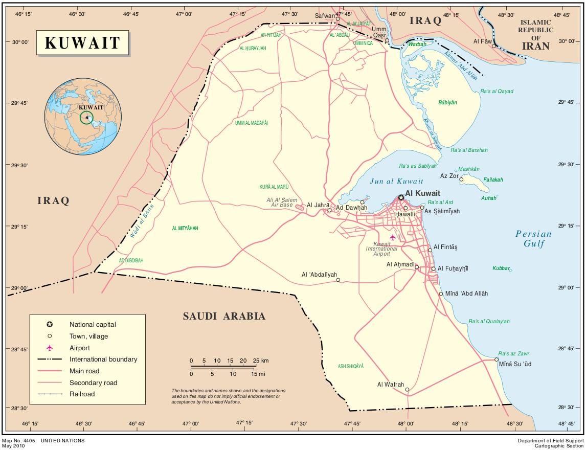 نقشه از غرب mishref کویت